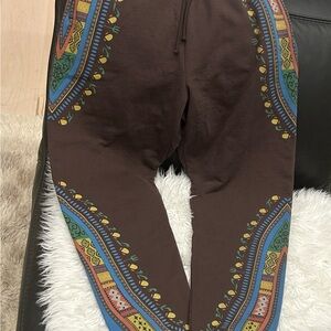 Denim Tears Tribal Patterned Brown Joggers for Men size M